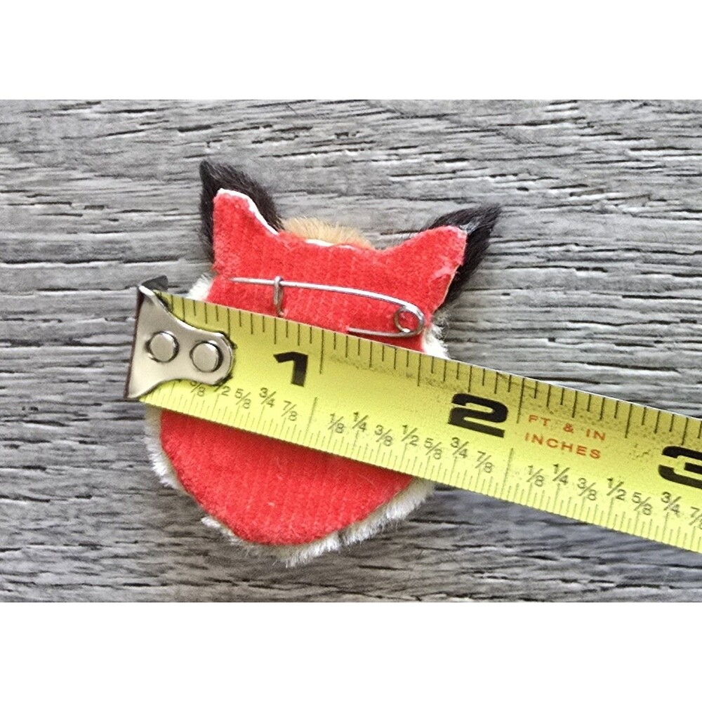Vintage Fur Green Glass Eyes Tiger Cat Brooch / Pin - Picture 5 of 5